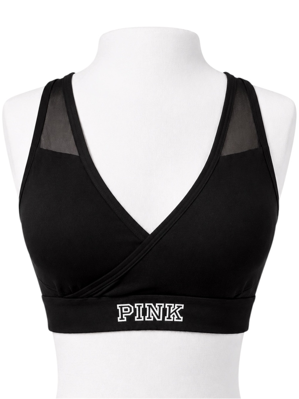 PINK Victoria's Secret Black Mesh Racerback Sports Bra Size Medium